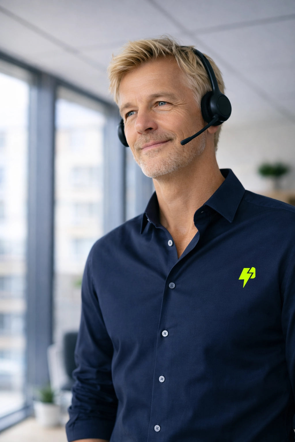 Klantenservicemedewerker van Pluginbatterij met headset